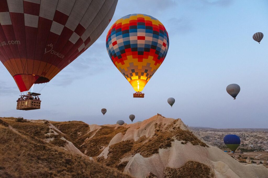 multi colored hot air balloons